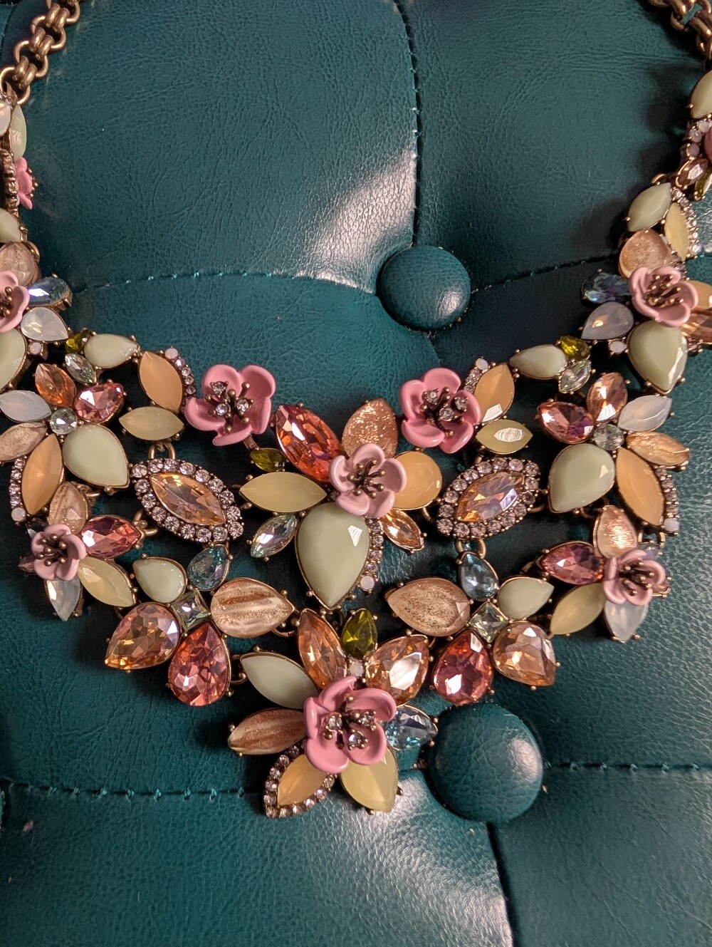 Floral Statement Necklace - Pink & Pastel Multi